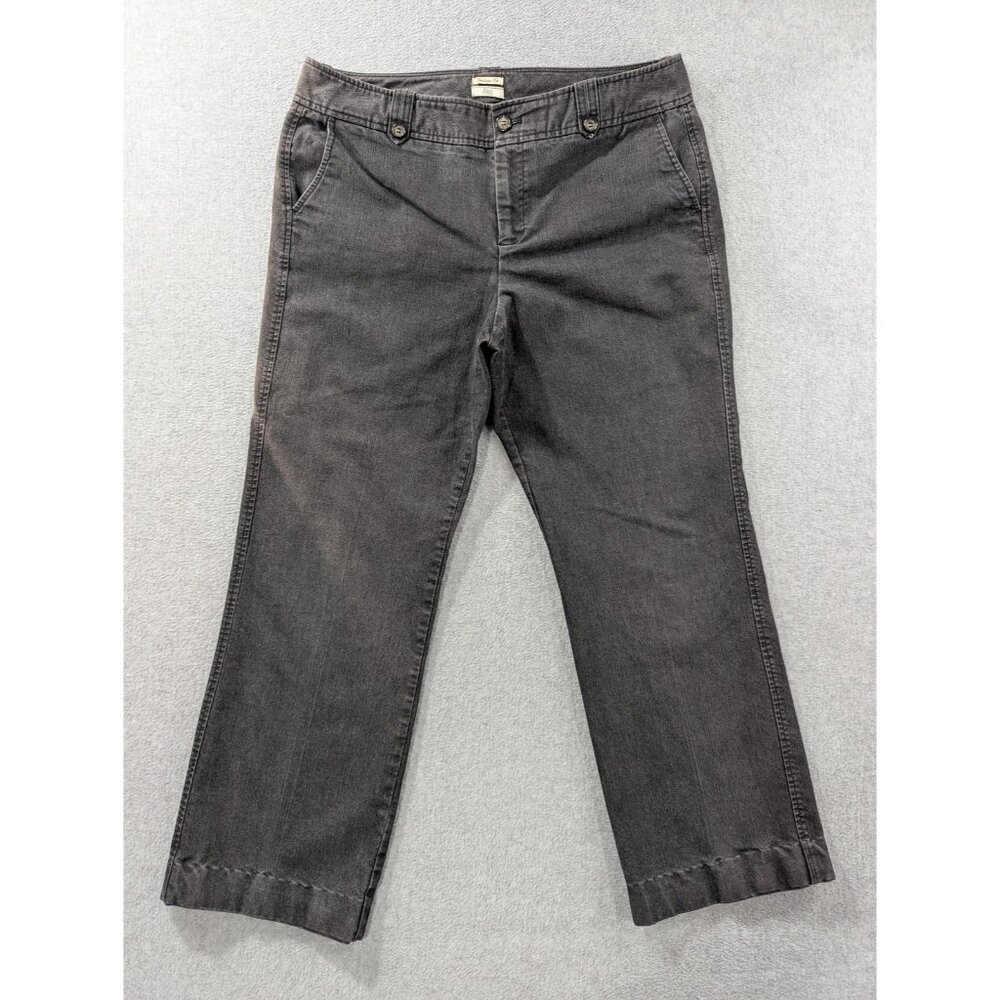 Bass Heritage Fit Pants Womens 14 Gray Cropped Straight Leg Stretch Chino Twill